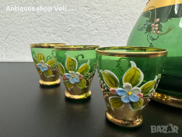 Гарафа и чаши Murano №6723 , снимка 6 - Антикварни и старинни предмети - 49729787