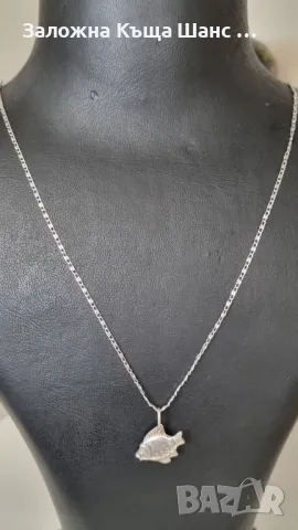 Сребърен синджир с висулка риба , снимка 4 - Колиета, медальони, синджири - 47458761