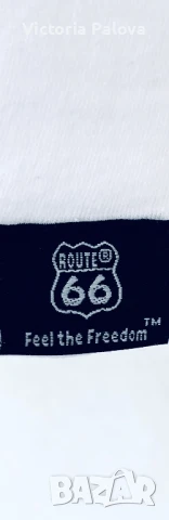 Бяла тениска ROUTE 66  памук, снимка 3 - Тениски - 50968371