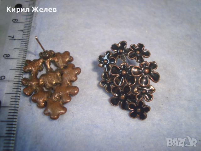 ФЛОРАЛНИ ЗЛАТИСТИ МЕСИНГОВИ АРТ ОБЕЦИ 4260, снимка 2 - Обеци - 36520411