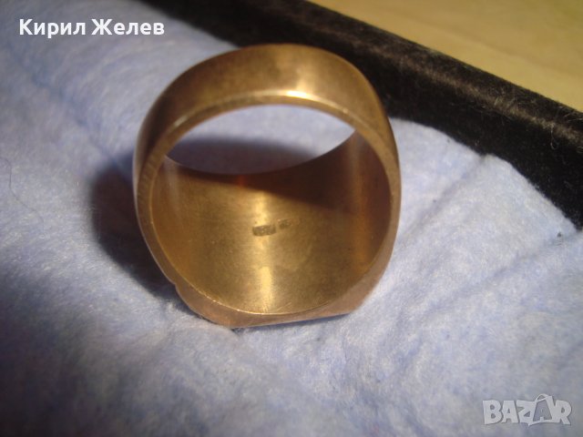 СТАР ПОЗЛАТЕН БРОНЗОВ РЕТРО АРТ ДЕКО ПРЪСТЕН с ПЕЧАТИ 18К 750 за КОЛЕКЦИЯ МАЙСТОРСКА ИЗРАБОТКА 24260, снимка 15 - Антикварни и старинни предмети - 37395518