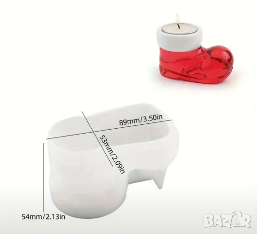 Молд бурканче свещник коледен ботуш , снимка 2 - Форми - 47610731