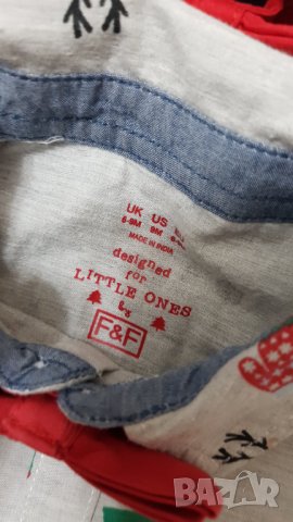 Коледна риза с папионка F&F за бебе 9-12 месеца, снимка 7 - Бебешки блузки - 35010487