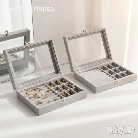 Кутия за съхранение на бижута 24 места, снимка 4 - Бижутерийни комплекти - 51811582
