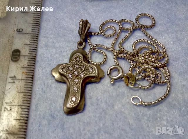 СКЪПОЦЕНЕН АРТ КРЪСТ с НЕЖНА СРЕБЪРНА ВЕРИЖКА СРЕБРО 925 с БЯЛА ПОЗЛАТА и ИСКРЯЩИ ЦИРКОНИ 29167, снимка 9 - Колиета, медальони, синджири - 50136190