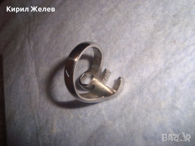 ИНТЕРЕСЕН ФИГУРАЛЕН ПРЪСТЕН НЕРЪЖДАЕМА БЛАГОРОДНА СТОМАНА ТЕХНИЧАРСКА ТЕМАТИКА 6758, снимка 5 - Пръстени - 37463732