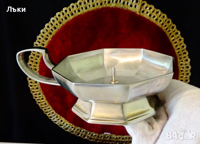 Осемстенен свещник от калай. , снимка 3 - Антикварни и старинни предмети - 36772759