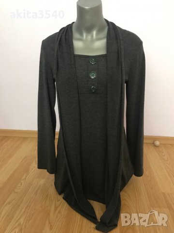 Сива туника с дълъг ръкав, снимка 2 - Туники - 33730835