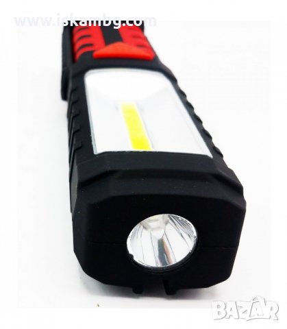 АКУМУЛАТОРНА LED ЛАМПА С 2-СВЕТЛИНИ, МАГНИТ И КУКА, COB - код 018 , снимка 7 - Друга електроника - 34117509