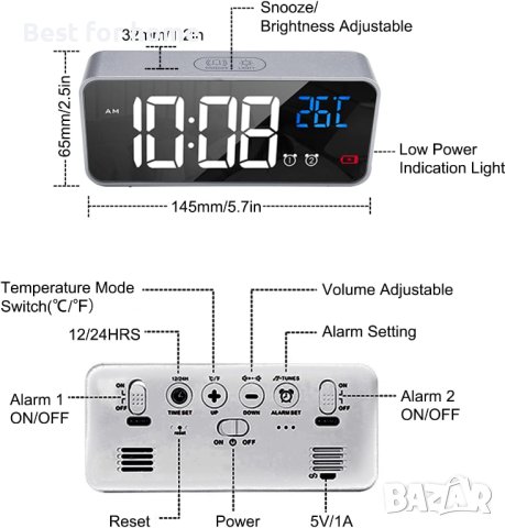 LED цифров будилник, Сензор за звук и температура, снимка 5 - Други стоки за дома - 42255851