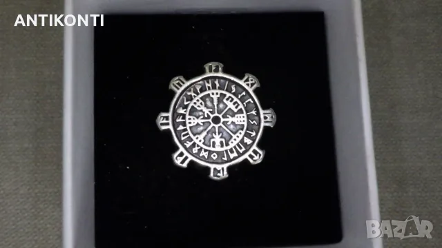 Викингски компас Vegvísir Сребърен пръстен S925