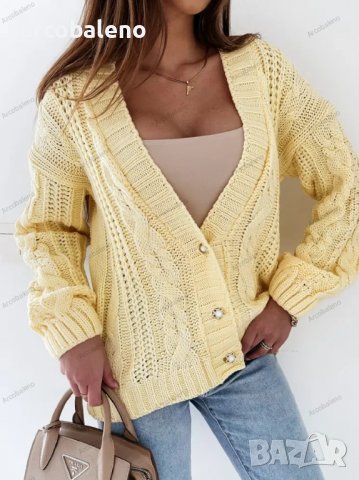 Нова ежедневна къса дамска жилетка (пуловер) с V-образно деколте и копчета, 3цвята , снимка 14 - Жилетки - 39893909