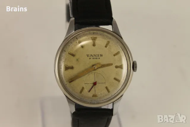 1950's Швейцарски Мъжки Часовник TANIS 21 Камъка, снимка 4 - Антикварни и старинни предмети - 49477031