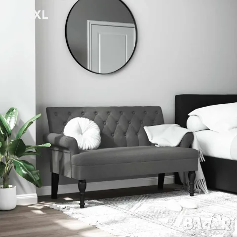 vidaXL Пейка с облегалка, тъмносива, 120x62x75,5 см, плат, снимка 2 - Дивани и мека мебел - 56147441