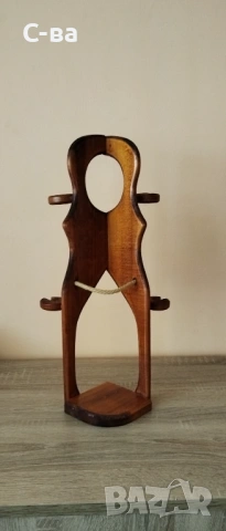 Дървена поставка за чаши и бутилка 