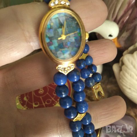 Часовник Арт Деко позлата лазурит ,опал, снимка 3 - Дамски - 40192336