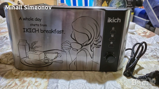 IKICH тостер за 4 филийки, неръждаема стомана, екстра широк тостер с 4 дълги слота.