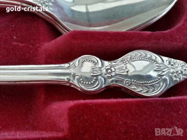 Руски посребрени лъжици в кутия мнц, снимка 4 - Антикварни и старинни предмети - 31273511