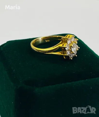 Дамски пръстен жълто злато и брилянти, снимка 6 - Пръстени - 49970698