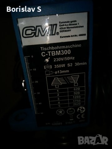 Настолна бормашина CMI 350 w, снимка 4 - Други машини и части - 37601780