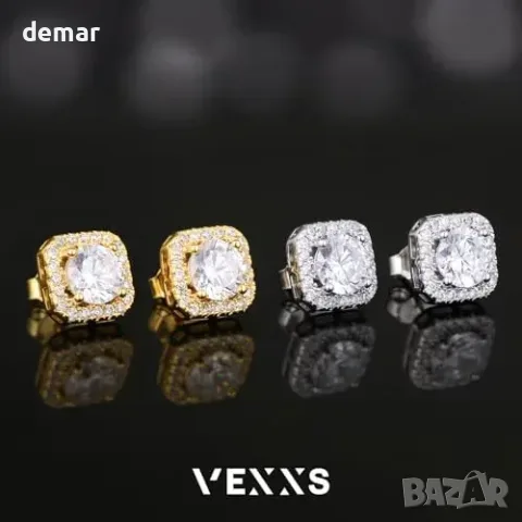 Обеци на винт VEXXS от сребро 925 с 5A цирконии и златно покритие, снимка 6 - Обеци - 55945920