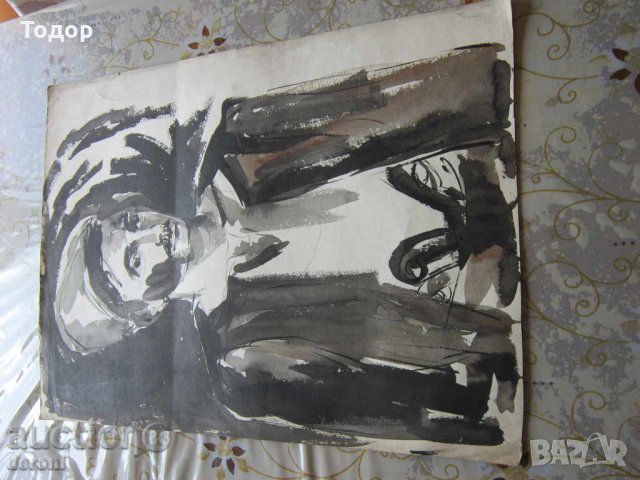 Стар акварел картина войвода хайдутин на картон 2, снимка 4 - Колекции - 34540660