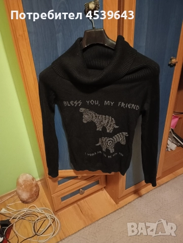 Дамски пуловер с поло яка със слончета, снимка 5 - Блузи с дълъг ръкав и пуловери - 52868072