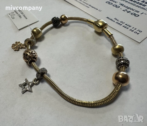 Златна гривна тип "Пандора" 12.66гр.20см., снимка 8 - Гривни - 54191787