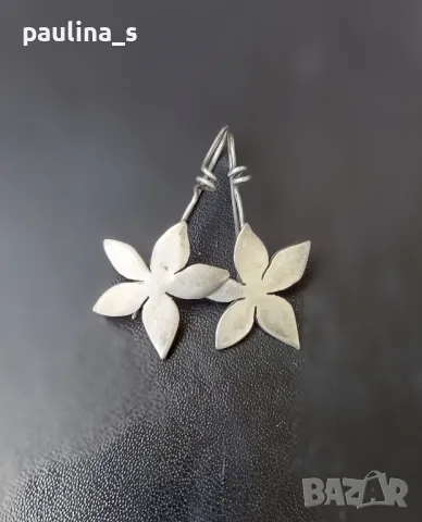 Vintage / Винтидж / Рядка находка / Сребърни обеци на върбило / Цветя / проба 950 , снимка 12 - Обеци - 49808878