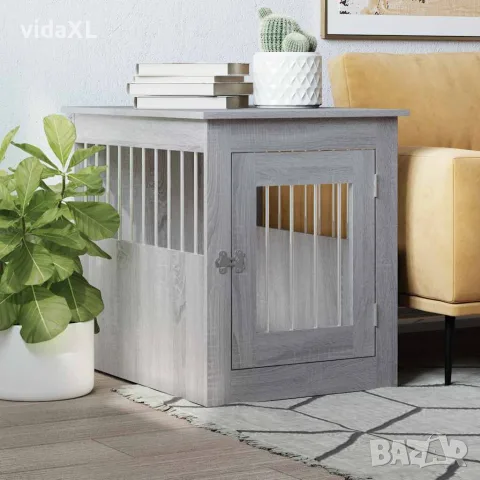 vidaXL Клетка за куче мебел, сив сонома, 55x75x65 см, инженерно дърво, снимка 2 - За кучета - 56148089