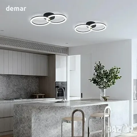 EIDISUNY черен LED плафон с два ринга и дистанционно, снимка 5 - Други стоки за дома - 56330077
