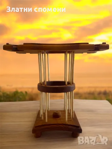 Ръчно изработена дървена стойка за вино с 4 чаши – стил, елегантност и уют в един аксесоар!, снимка 5 - Ръчно изработени сувенири - 49540607