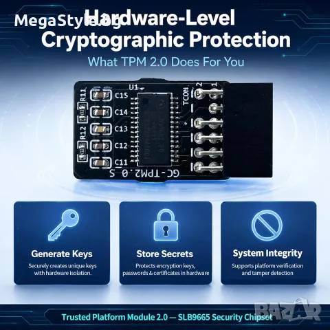 Модул за сигурност Lumfeerix TPM 2.0 за дънни платки Gigabyte (12-Pin LPC), снимка 8 - Дънни платки - 55751321