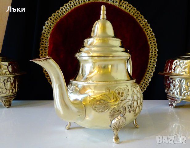 Марокански бронзов чайник,кана,маркиран. , снимка 4 - Антикварни и старинни предмети - 40147286