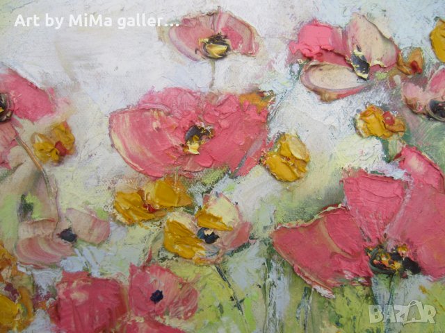 Розови цветя, макове, мак  - Art by MiMa, картина, kartina, painting, снимка 2 - Картини - 30549036