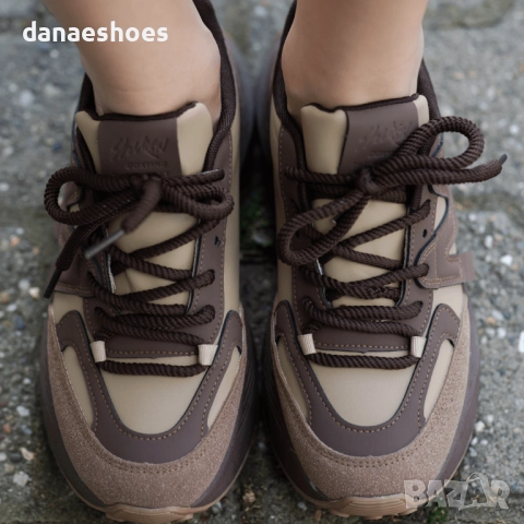Дамски сникърси в кафяво , снимка 2 - Маратонки - 51855122