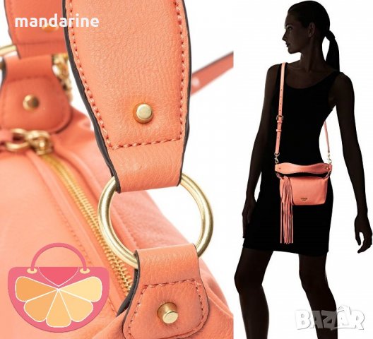 ПРОМО 🍊 GUESS 🍊 Малка кожена дамска чанта в розово златисто 20x14x9 см нова с етикети, снимка 9 - Чанти - 26374952