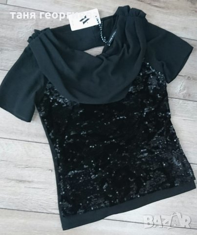 блуза с къс ръкав и пайети, снимка 6 - Тениски - 30547161
