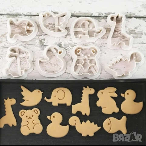 8 броя малки резци резец пате мече рибка тесто фондан декорация 