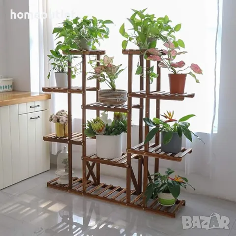 ПРОМОЦИЯ Стелаж за саксийни цветя от борова дървесина XJJ149, снимка 3 - Стайни растения - 48943215