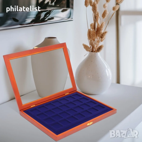 Луксозна дървена кутия , витрина - SAFE за 28 монети до 40 мм, снимка 4 - Нумизматика и бонистика - 37570162