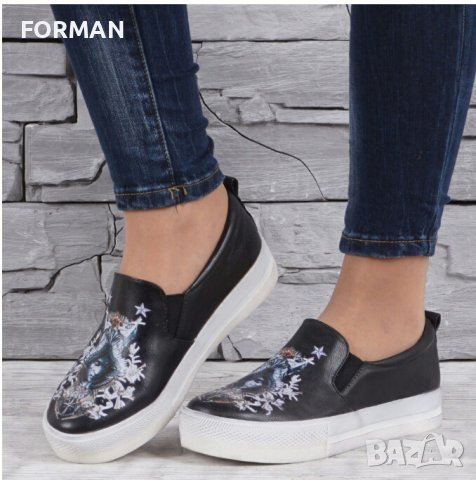 Черни обувки на равна бяла подметка , снимка 1