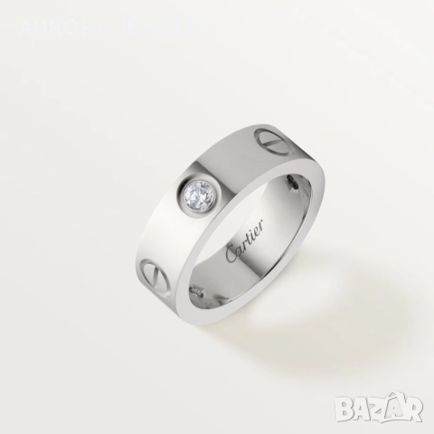 CARTIER Love White Gold 3 Diamonds Classic Model Пръстен, снимка 7 - Пръстени - 52888478