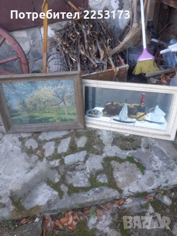 Стара картина на фазер с палми.Големи соц.картини., снимка 5 - Картини - 50591589