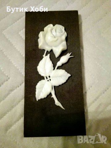 Малко пано ,,Бяла роза,,, снимка 1 - Декорация за дома - 31336856
