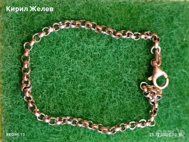 Красива сребърна гривна с плетка тип РОЛО елегантен стилен дизайн 16943, снимка 4 - Гривни - 52895942