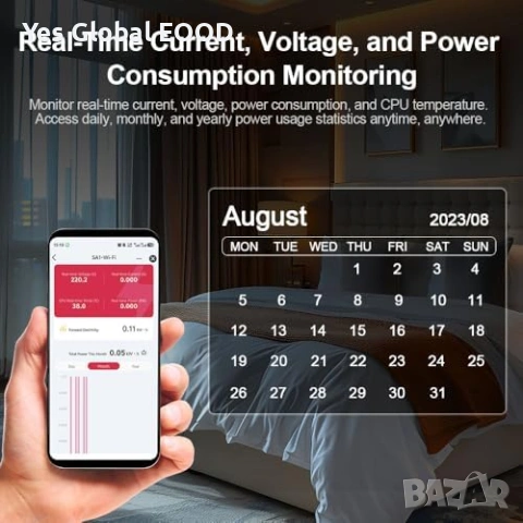 TONGOU WiFi еднофазен смарт електромер 50A с CT, снимка 2 - Друга електроника - 53255399