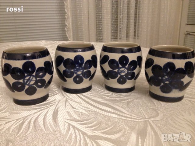 Vintage. Нови. Original King Немски сервиз 4 керамични чаши за вино 160 мл. ръчна изработка