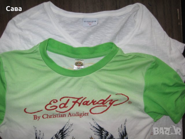 Тениски ED HARDY, U.S.POLO   дамски,Л и ХЛ, снимка 1 - Тениски - 33923211
