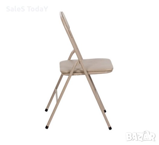 Сгъваем стол, 47x43,5x80см, метал и еко кожа, бежав, снимка 3 - Столове - 42414765